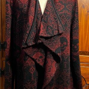 Torrid Black and Red Patterned Knit Sweater